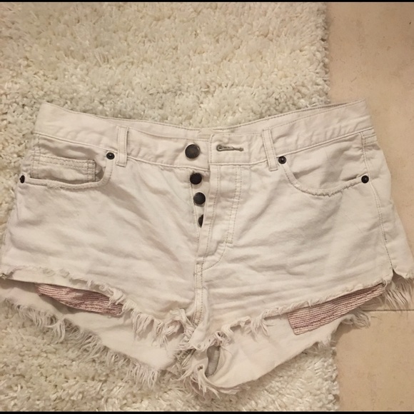 free people white jean shorts
